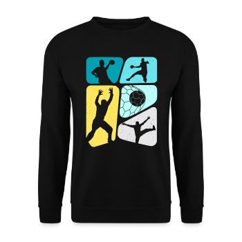 Handball Spieler Kinder Jungen Handballer - Unisex Pullover - Schwarz - Vorne - Alina (178cm) & Michal (187cm)
