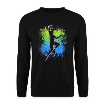 Basketball Herren Kinder Basketballer Jungen - Unisex Pullover - Schwarz - Vorne - Alina (178cm) & Michal (187cm)