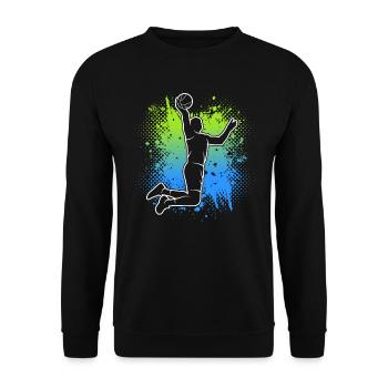Basketball Kinder Herren Basketballer Jungen - Unisex Pullover - Schwarz - Vorne - Alina (178cm) & Michal (187cm)
