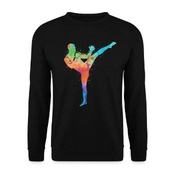 Muay Thai Kickboxer Garçons Arts Martiaux Kickboxing - Sweat-shirt Unisexe - noir - Devant - Alina (178cm) & Michal (187cm)