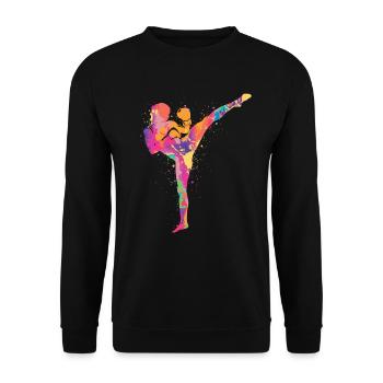 Muay Thai Arts Martiaux Filles Kickboxer Kickboxing - Sweat-shirt Unisexe - noir - Devant - Alina (178cm) & Michal (187cm)