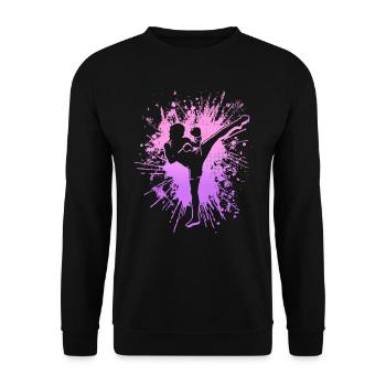 Muay Thai Arts Martiaux Enfants Filles Kickboxing - Sweat-shirt Unisexe - noir - Devant - Alina (178cm) & Michal (187cm)