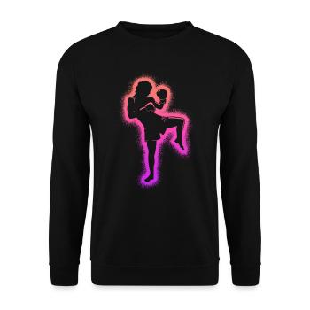 Muay Thai Arts Martiaux Kickboxer Filles Kickboxing - Sweat-shirt Unisexe - noir - Devant - Alina (178cm) & Michal (187cm)