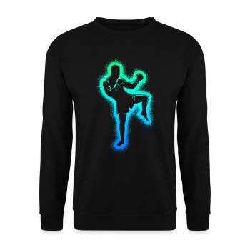 Muay Thai Arts Martiaux Kickboxer Garçons Kickboxing - Sweat-shirt Unisexe - noir - Devant - Alina (178cm) & Michal (187cm)