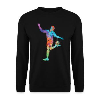 Fußball spielen Kinder Fußballer Jungen Fussball - Unisex Pullover - Schwarz - Vorne - Alina (178cm) & Michal (187cm)