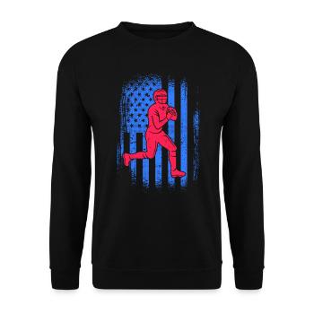 American Football Spieler USA Herren Football - Unisex Pullover - Schwarz - Vorne - Alina (178cm) & Michal (187cm)