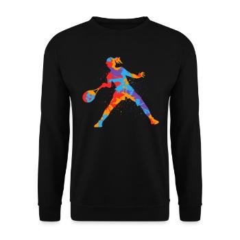 Tennis Spieler Bunt Kinder Tennisspieler Mädchen - Unisex Pullover - Schwarz - Vorne - Alina (178cm) & Michal (187cm)