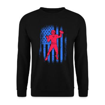 American Football Spieler USA Herren Football - Unisex Pullover - Schwarz - Vorne - Alina (178cm) & Michal (187cm)