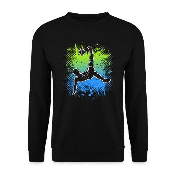Fußball Spieler Kinder Fußballer Fussball Jungen - Unisex Pullover - Schwarz - Vorne - Alina (178cm) & Michal (187cm)