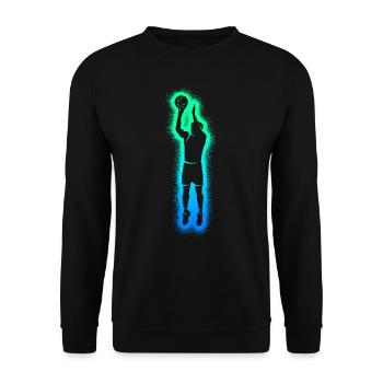 Basketballspieler Kinder Jungen Basketball Herren - Unisex Pullover - Schwarz - Vorne - Alina (178cm) & Michal (187cm)