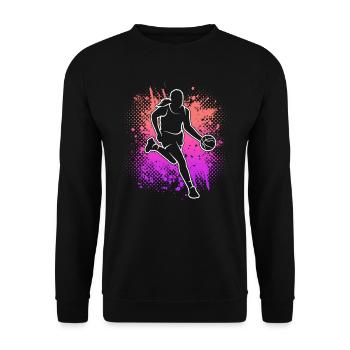 Basketball Kinder Damen Basketballer Mädchen - Unisex Pullover - Schwarz - Vorne - Alina (178cm) & Michal (187cm)