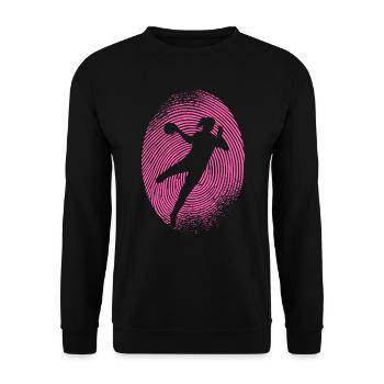 Handballspielerin Handball Fingerabdruck Frauen - Unisex Pullover - Schwarz - Vorne - Alina (178cm) & Michal (187cm)
