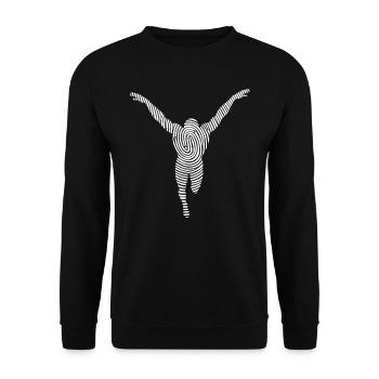 Schwimmen Schwimmsport Fingerabdruck Schwimmer - Unisex Pullover - Schwarz - Vorne - Alina (178cm) & Michal (187cm)