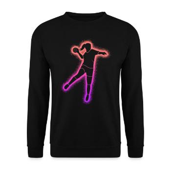 Handball Damen Handballspieler Kinder Handballerin - Unisex Pullover - Schwarz - Vorne - Alina (178cm) & Michal (187cm)