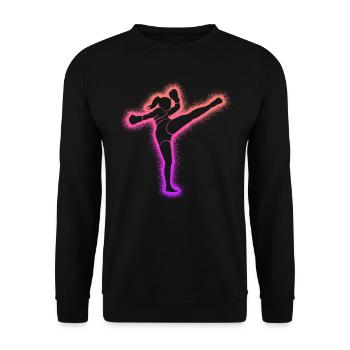 Muay Thai Bunter Kickboxer Kickboxen Mädchen - Unisex Pullover - Schwarz - Vorne - Alina (178cm) & Michal (187cm)