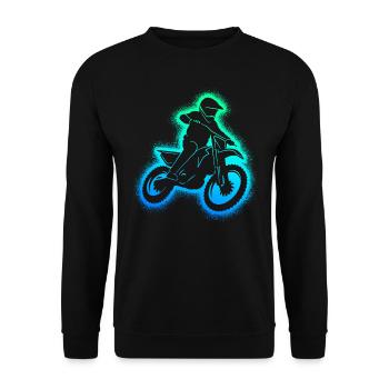 Dirt Bike Motorrad Dirtbike Jungen Motocross - Unisex Pullover - Schwarz - Vorne - Alina (178cm) & Michal (187cm)
