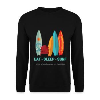 Eat - sleep - surf - Unisex Sweatshirt - black - Front - Alina (178cm) & Michal (187cm)
