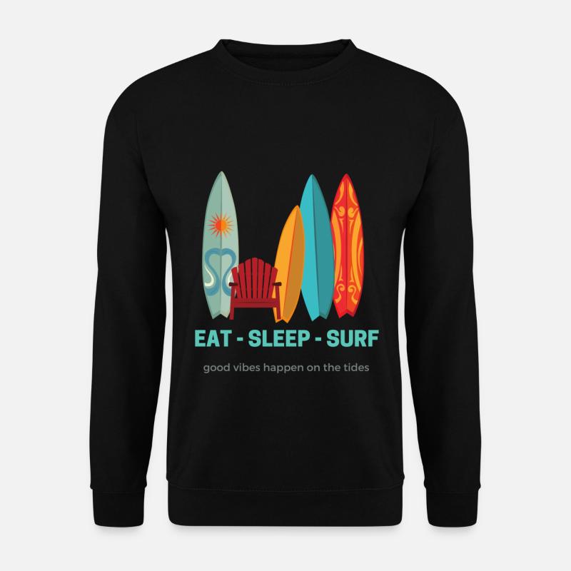 Eat - sleep - surf - Unisex Pullover - Schwarz