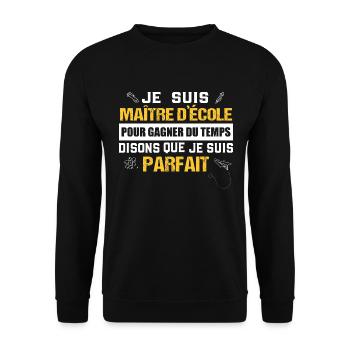 Maître d'école cadeau drôle humour prof - Sweat-shirt Unisexe - noir - Devant - Alina (178cm) & Michal (187cm)