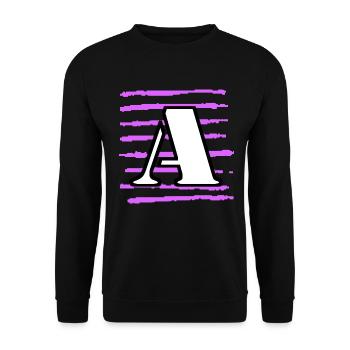 black white purple stripes a - Unisex Sweatshirt - black - Front - Alina (178cm) & Michal (187cm)