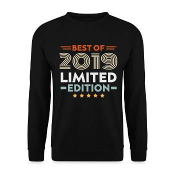Retro 2019 Vintage Gift 5th Anniversary 5 Years - Unisex Sweatshirt - black - Front - Alina (178cm) & Michal (187cm)