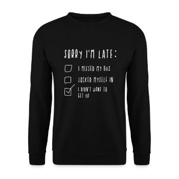 sleepy, laziness, snooze, nap funny saying - Unisex Sweatshirt - black - Front - Alina (178cm) & Michal (187cm)