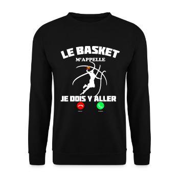Le basket m'appelle Passion Basket-ball Homme - Sweat-shirt Unisexe - noir - Devant - Alina (178cm) & Michal (187cm)