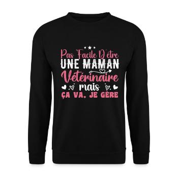 Mama Tierarzt Geschenkidee Beruf Zitat - Unisex Pullover - Schwarz - Vorne - Alina (178cm) & Michal (187cm)