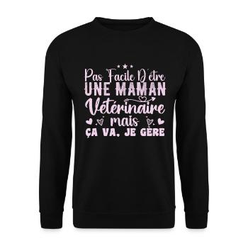 Mama Tierarzt Geschenkidee Beruf Zitat - Unisex Pullover - Schwarz - Vorne - Alina (178cm) & Michal (187cm)