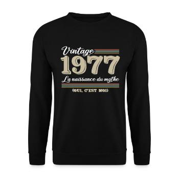 1977 année de naissance et cadeau d'anniversaire - Sweat-shirt Unisexe - noir - Devant - Alina (178cm) & Michal (187cm)