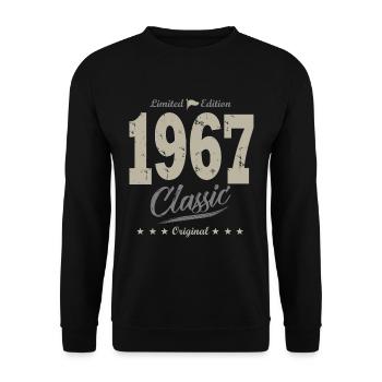 LIMITED EDITION né en 1967 anniversaire 55 ans - Sweat-shirt Unisexe - noir - Devant - Alina (178cm) & Michal (187cm)
