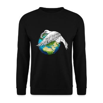 The Dove of Peace Weeps and Holds the Earth - Unisex Sweatshirt - black - Front - Alina (178cm) & Michal (187cm)