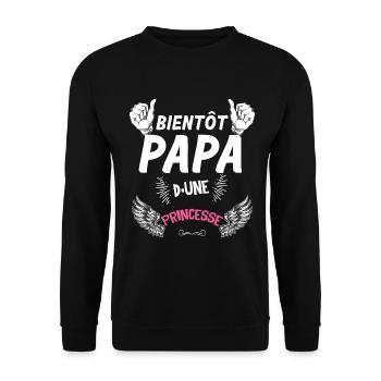 Bientot papa d'une princesse Future Naissance - Sweat-shirt Unisexe - noir - Devant - Alina (178cm) & Michal (187cm)