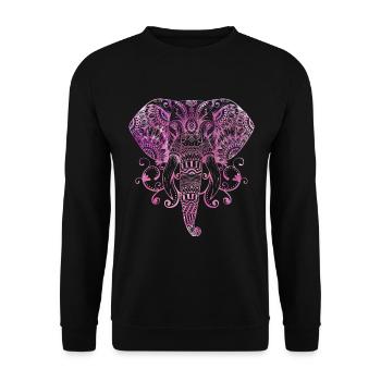 MANDALA ELEFANT GANESHA BUDDHISMUS - Unisex Pullover - Schwarz - Vorne - Alina (178cm) & Michal (187cm)