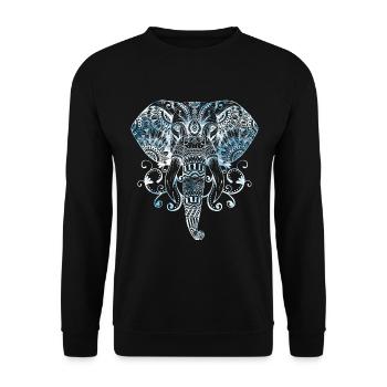 ELEFANT MANDALA SPIRITUALITÄT GANESHA BUDDHISMUS - Unisex Pullover - Schwarz - Vorne - Alina (178cm) & Michal (187cm)