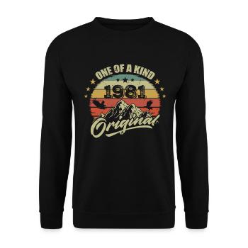 1981 Anniversaire vintage 1981 rétro né en 1981 - Sweat-shirt Unisexe - noir - Devant - Alina (178cm) & Michal (187cm)