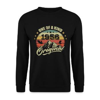 1956 Anniversaire vintage 1956 rétro né en 1956 - Sweat-shirt Unisexe - noir - Devant - Alina (178cm) & Michal (187cm)