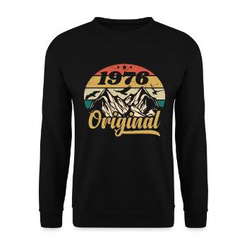 Original 1976 Vintage Geburtstagsgeschenk 1976 - Unisex Pullover - Schwarz - Vorne - Alina (178cm) & Michal (187cm)