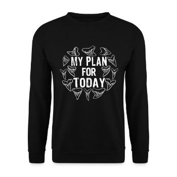 My plan for today: shark teeth, shark, shark tooth - Unisex Sweatshirt - black - Front - Alina (178cm) & Michal (187cm)