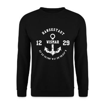 Hansestadt Wismar 1229 - Unisex Pullover - Schwarz - Vorne - Alina (178cm) & Michal (187cm)