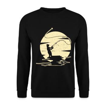 Fliegenfischen Fischen Angeln Angler Fischer - Unisex Pullover - Schwarz - Vorne - Alina (178cm) & Michal (187cm)