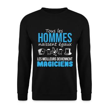 les meilleurs deviennent magicien | magie magique - Sweat-shirt Unisexe - noir - Devant - Alina (178cm) & Michal (187cm)