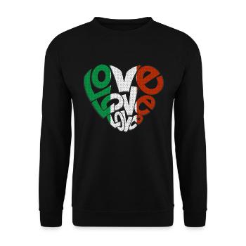 Italien Fahne Herz Italienische Fahne Used Look - Unisex Pullover - Schwarz - Vorne - Alina (178cm) & Michal (187cm)
