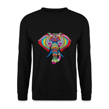éléphant hindou symbole coloré motif animal cadeau - Sweat-shirt Unisexe - noir - Devant - Alina (178cm) & Michal (187cm)
