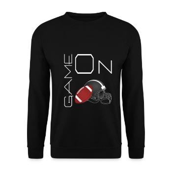 Game On Football und Helm American Football Design - Unisex Pullover - Schwarz - Vorne - Alina (178cm) & Michal (187cm)
