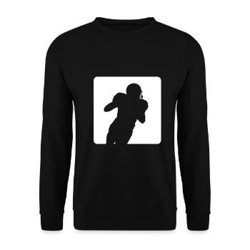 Spieler läuft American Football Design - Unisex Pullover - Schwarz - Vorne - Alina (178cm) & Michal (187cm)