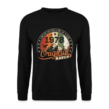 Cadeau D'anniversaire Mars 1978 Vintage 1978 Retro - Sweat-shirt Unisexe - noir - Devant - Alina (178cm) & Michal (187cm)