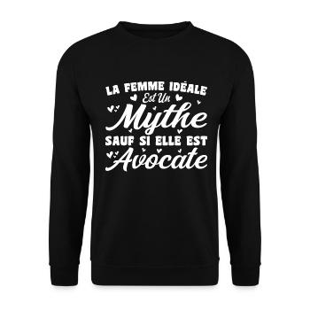 Femme Idéale est Avocate - Cadeau Humour Avocate - Sweat-shirt Unisexe - noir - Devant - Alina (178cm) & Michal (187cm)