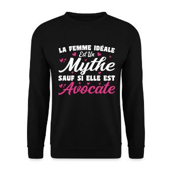 Femme Idéale est Avocate - Cadeau Humour Avocate - Sweat-shirt Unisexe - noir - Devant - Alina (178cm) & Michal (187cm)