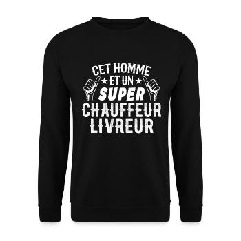 Delivery Driver Funny Gift This Delivery Man - Unisex Sweatshirt - black - Front - Alina (178cm) & Michal (187cm)